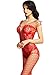 Amoretu Womens Sexy Lingerie Fishnet Bodysuits Crotchless Bodystocking Red
