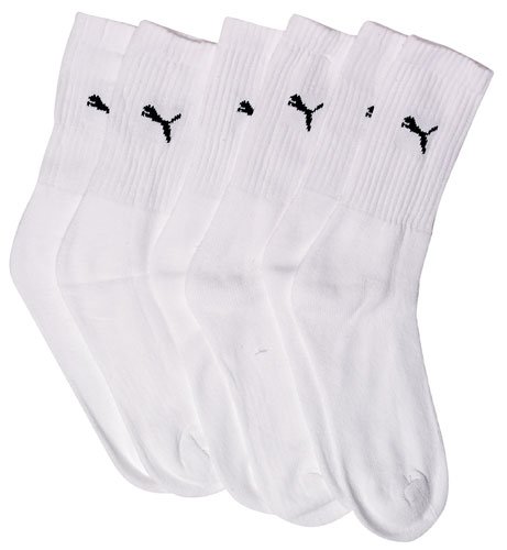 Puma Mens Three Pair Pack Crew Sock White