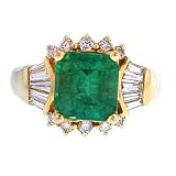 Almaz 14kt Gold Emerald & Diamond Ring 3.37ct
