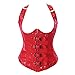 MUKA Red Steel Bone Buckles Underbust Fashion Corset Top, Waist Training Cincher