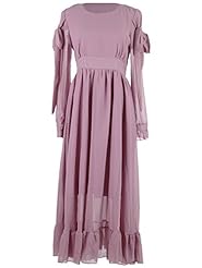   Bishop Long Sleeves Maxi Dress  With a Bow(s) and Ruffles