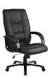 Leather High Back Chair with Mahogany Finish Wood Base and Padded Arms By Office Star
