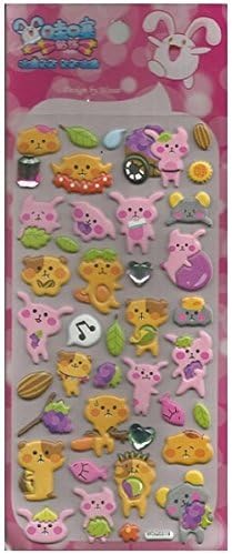 Rabbit &amp; Bear Crystal Puffy Stickers