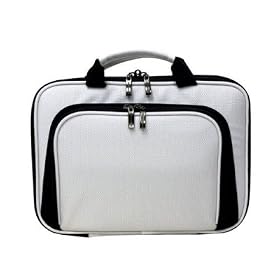 CaseCrown Premium Double Memory Foam Laptop Case with Front Pocket (Nylon White) for Samsung N120 10.1-Inch Netbook