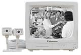 Clover OW1202 User Friendly Monitoring System, High resolution display, Two channel Audio/Video input, signal channel, Audio/Video simultaneous output, Auto switching Audio/Video input 1 and 2 cameras, Auto switching time (5-20 seconds), Built in power jacks for cameras (10V 120mA)
