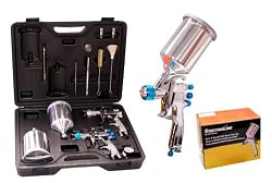 DeVILBISS 3 HVLP SPRAY GUNS KIT Topcoat-Primer-Touch-Up