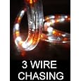150Ft Rope Lights; 3wires orange and pure white chasing LED Rope Light Kit; Christmas Lighting; outdoor rope lighting