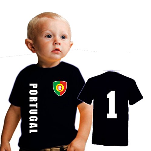 Potugal BABY T-Shirt – Trikot Look – Gr. 56-86 – schwarz (80/86)