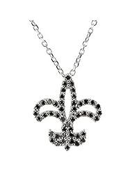 14K White Gold Black Diamond Fleur de Lis Necklace - 0.25 Ct. -- LIFETIME WARRANTY