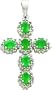 14 karat white gold genuine diamond and emerald cross charm