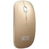 Tonor Rechargeable Bluetooth Mouse Wireless Slienct Optical Portable Slim Mouse with Mute Button for Windows 7/8/10/Vista/Mac/Android - Gold