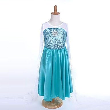 JIATING Snow Queen Elsa Blue Organza Kids Cosplay Costume , xxl