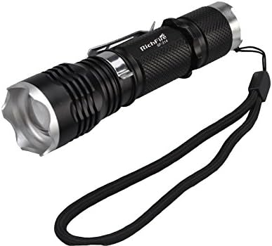 RichFire Cree XM-L U2 900lm 5-Mode White Zooming Flashlight - Black + Silver (1 x 18650)