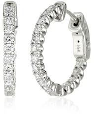KC Designs "Eternity Hoops" Diamond 14k White Gold Hoop Earrings , 1.12 cttw