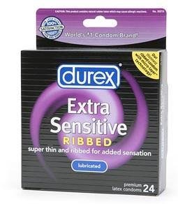 Durex extra sensitive ribbed condom - 3 pack