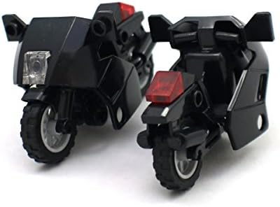 4x Black Minifigure Motorcycles - Bulk Building Block Motorbikes