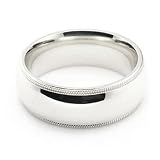 10K White Gold Men's & Women's Wedding Bands 7mm Milgrain comfort-fit 10K White Gold Men's & Women's Wedding Bands 7mm Milgrain comfort-fit