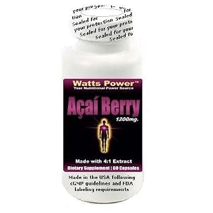 New Watts Power Pure Amazon Acai Berry 1200mg of Freeze Dried Extract Per Daily Serving - 60 Capsules - Energy - Antioxidant by Direct 2u Wholesale LLC
