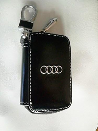 Wise Will Luxury Leather Car Key Chain Zipper Case Remote Wallet Bag, for Many Car (Audi)