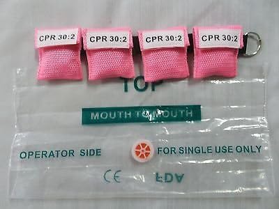 5 Pink CPR Mask with Keychain Face Shield