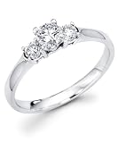 14k White Gold Three 3 Stone Round Diamond Engagement Anniversary Past Present Future Ring (3/5 cttw, G-H Color, I1 Clarity)