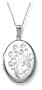 14k White Gold Engraved Flowers Oval Locket, 20"