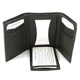 Mens Leather Trifold Wallet with 2 ID Holders - One Flips Down