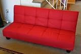Red Microfiber With Adjustable Back Klik Klak Sofa Futon Bed Sleeper Convertible High Quality