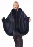 Black Fox Trimmed Plus Size Cashmere Cape