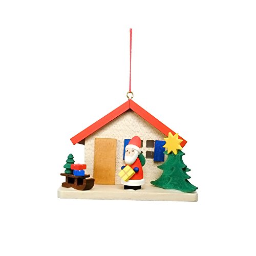 10-0850 – Christian Ulbricht Ornament – Cottage with Santa – 2.25″”H x 2.75″”W x 1.25″”D