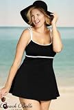 Beach Belle Domino Plus Size Empire Swimdress Swimsuit - Women's Swimsuit Plus Size Swimsuit