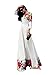 Desiraa Women Slim Flower Print A-Line Maxi Long Dress X-Large White