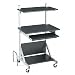 BALT Products - BALT - Fully-Adjustable Mobile Workstation, 30 x 24 x 52, Black - Sold As 1 Each - Adjusts for use while standing or sitting. - Install monitor/keyboard shelf above printer shelf for a stand-up workstation, below for a sit-down workstation. - Fixed bottom shelf for supplies. - Retractable keyboard holder has pullout mouse board for right- or left-hand use. - Includes cable manageme
