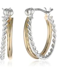 Napier "Napier Classics" Two-Tone Click Top Hoop Earrings