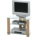 Jual JF010 Beech Legs/Clear Glass LCD TV Stand