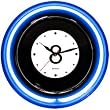 14.5 Inch Quartz Eight Ball Clock - Blue Neon - Game Room Products > Neon Clocks > Novelty Clocks