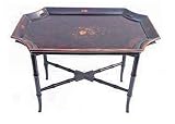 Tray table with removable folding stand, hand painted Sterling Rose design