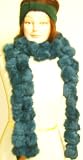 Imported Light Blue Teal Color Two Strand Luxurious Rabbit Fur Scarf for Women and Teens Offered in Combination with Hand Made Wool Jersey Headnand