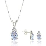 Lavender Cubic Zirconia Pendant/Earrings Silver Jewelry Set
