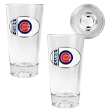 Chicago Cubs MLB 2pc Pint Ale Glass Set with Baseball Bottom - Oval Logo
