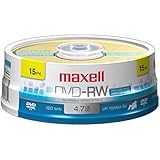 Maxell 635117 4.7 GB Rewritable DVD-RW Spindle 15 Pack