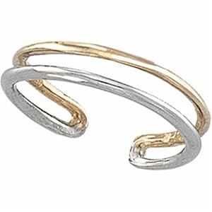 14K Two Tone Modern Type Adjustable Toe Ring