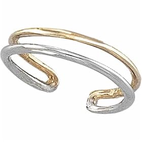 14K Two Tone Modern Type Adjustable Toe Ring