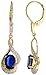 14k Yellow Gold 3/4 (19mm) tall Lever Back Dangle Earrings, w/ 0.13 Carat Brilliant Cut Diamonds & 2.40 Carats Oval Cut 7x5mm Cynte Stones