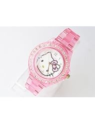 Adorable Hello Kitty Wrist Watch Plastic Bracelet Band Bangle- Hot Pink