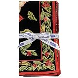 April Cornell Holiday Napkin, Set of 4, Poinsettia Black by April Cornell