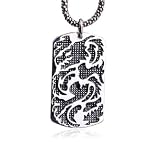 Dog Tag Pendant Dragon Amulet Gothic Jewelry for Guys (w/ SILVER CHAIN)