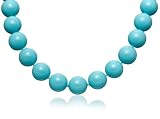 14k Yellow Gold 16mm Dyed Turquoise Color Shell Beaded Necklace