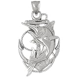 Clevereve's 14K White Gold Pendant Anchor with Marlin 8.2 - Gram(s)
