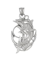 Clevereves 14K White Gold Pendant Anchor with Marlin 8.2 - Gram(s)